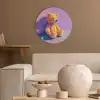 Teddybeer - Schaduw - Penseelstreken - Paars Akoestische PET Vilt - Rond klein -sfeer1