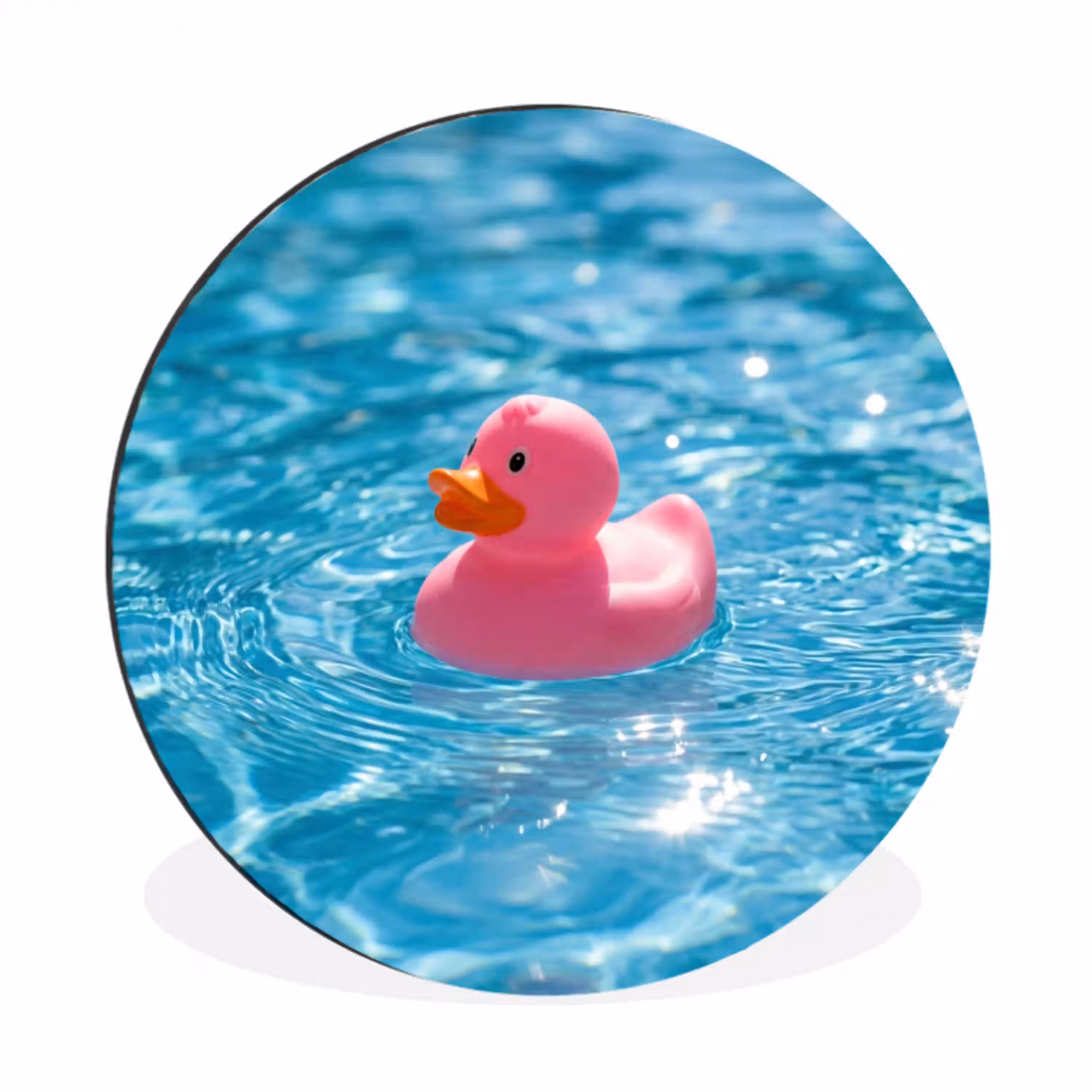 Badeend - Dobberend - Roze Wandcirkel aluminium klein -3d