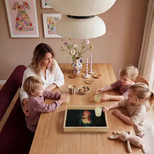 Vrouw - Portret - Kauwgombel Dienblad Rechthoek middel -sfeer4