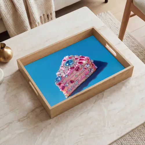 Taart - Edelstenen - Glitters - Roze Dienblad Rechthoek middel -sfeer1