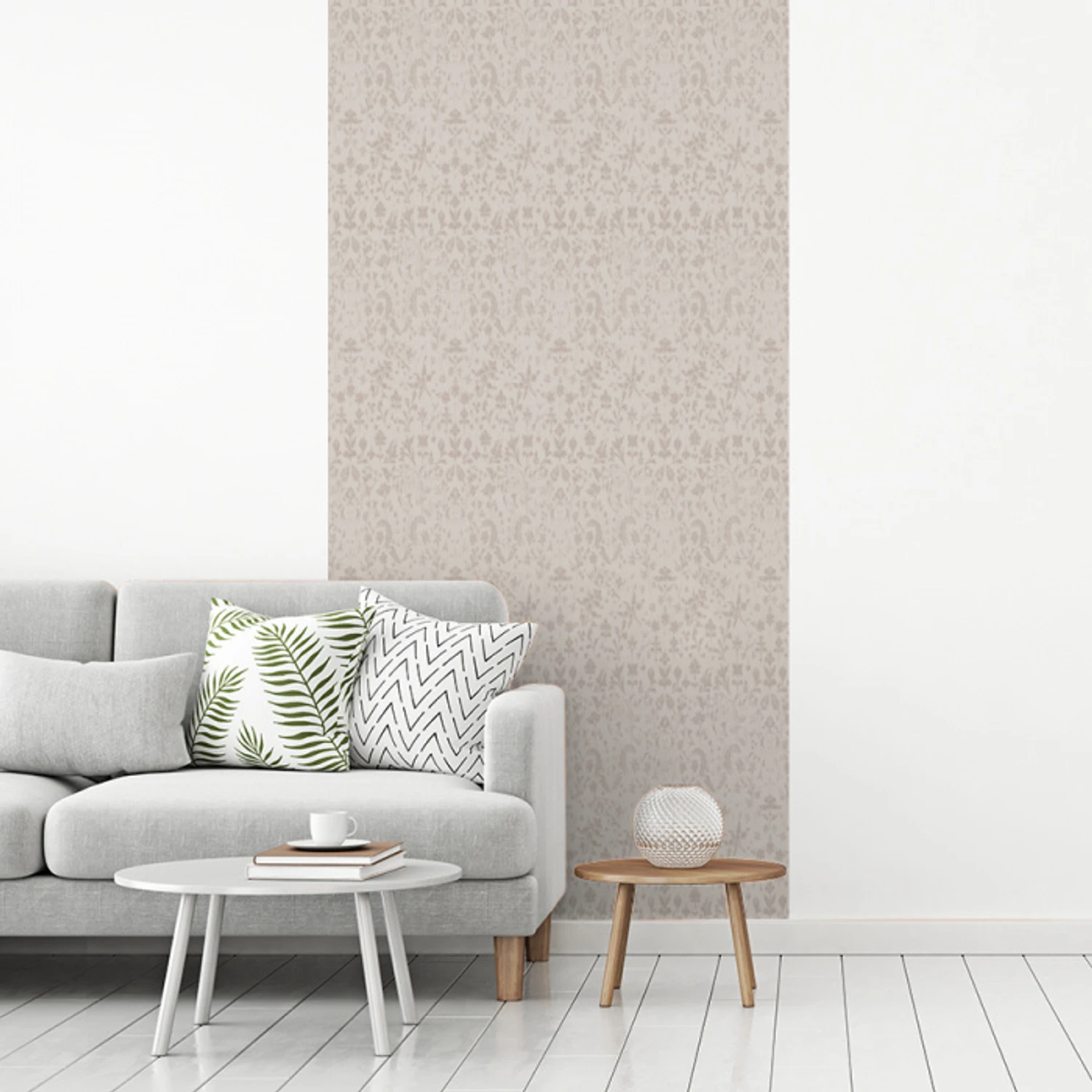 Bloemen - Bladeren - Licht - Taupe fotobehang vinyl groot 64 -woonkamer