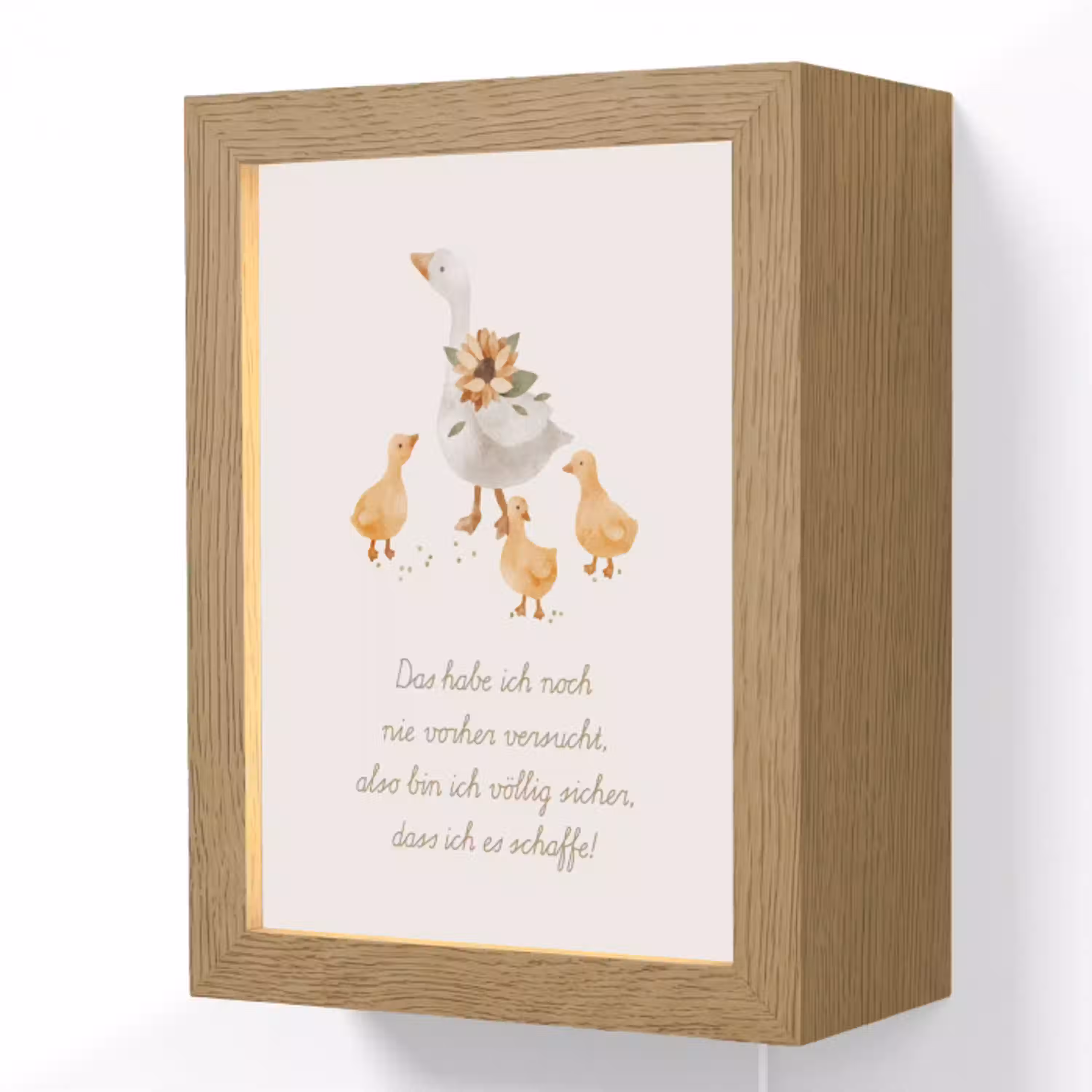 Kinderen - Ganzen - Beige - Quote - Boerderij Light Box met kabel (Wandlamp kind) klein -3d