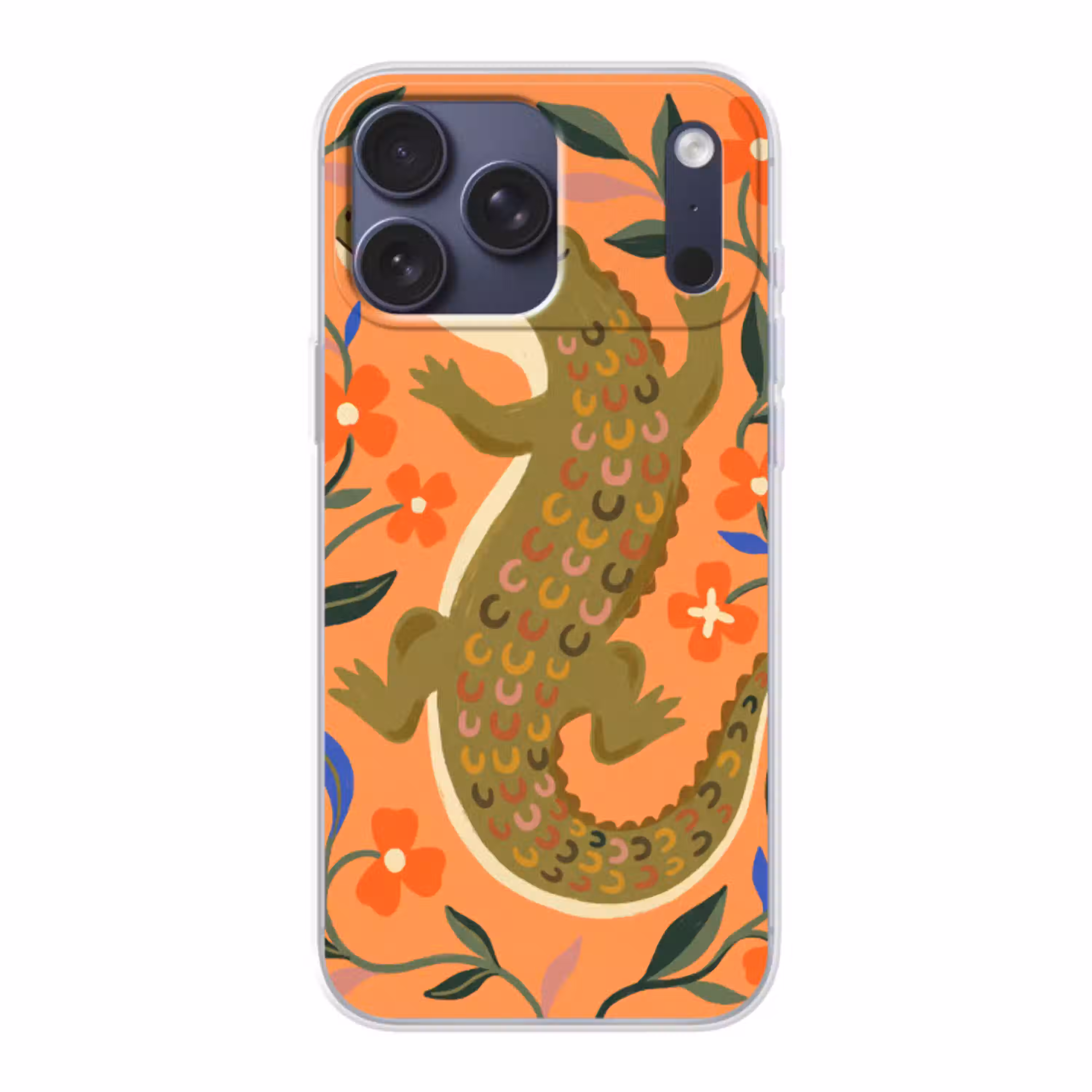 Dieren - Bloemen - Oranje - Illustratie - Natuur Telefoonhoesje iPhone 17 Pro Max klein -3d