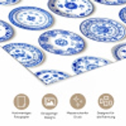 Borden - Bloemen - Patroon - Blauw poster papier klein 62 -tcloseup_DE