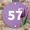 Paarse tulp - Traditioneel Naambord Rond klein -sfeer2