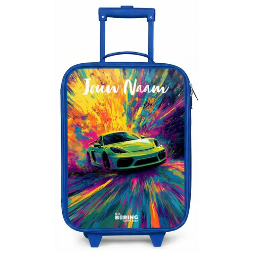 Sportauto - Groen - Verfstrepen - Kleuren Kinderkoffer - Blauw klein -zz3dotto