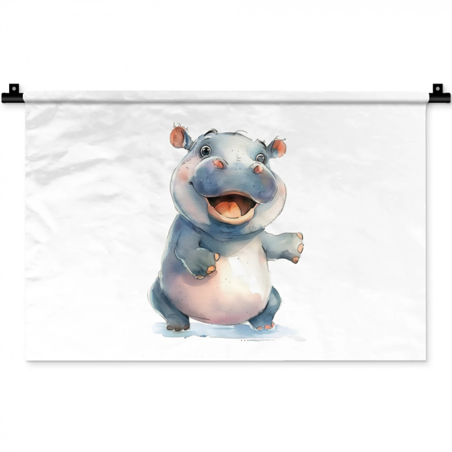 Nijlpaard - Baby dier - Dieren Wandkleed katoen klein -zz3d