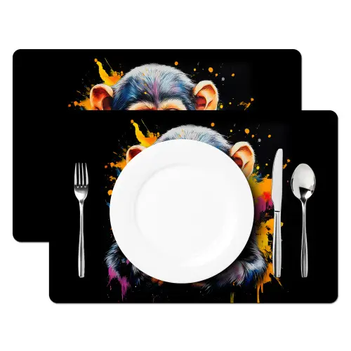 Aap - Graffiti - Kleurrijk - Bananen - Modern Placemat vinyl groot -zzsfeer2_Kitchenyeah-website