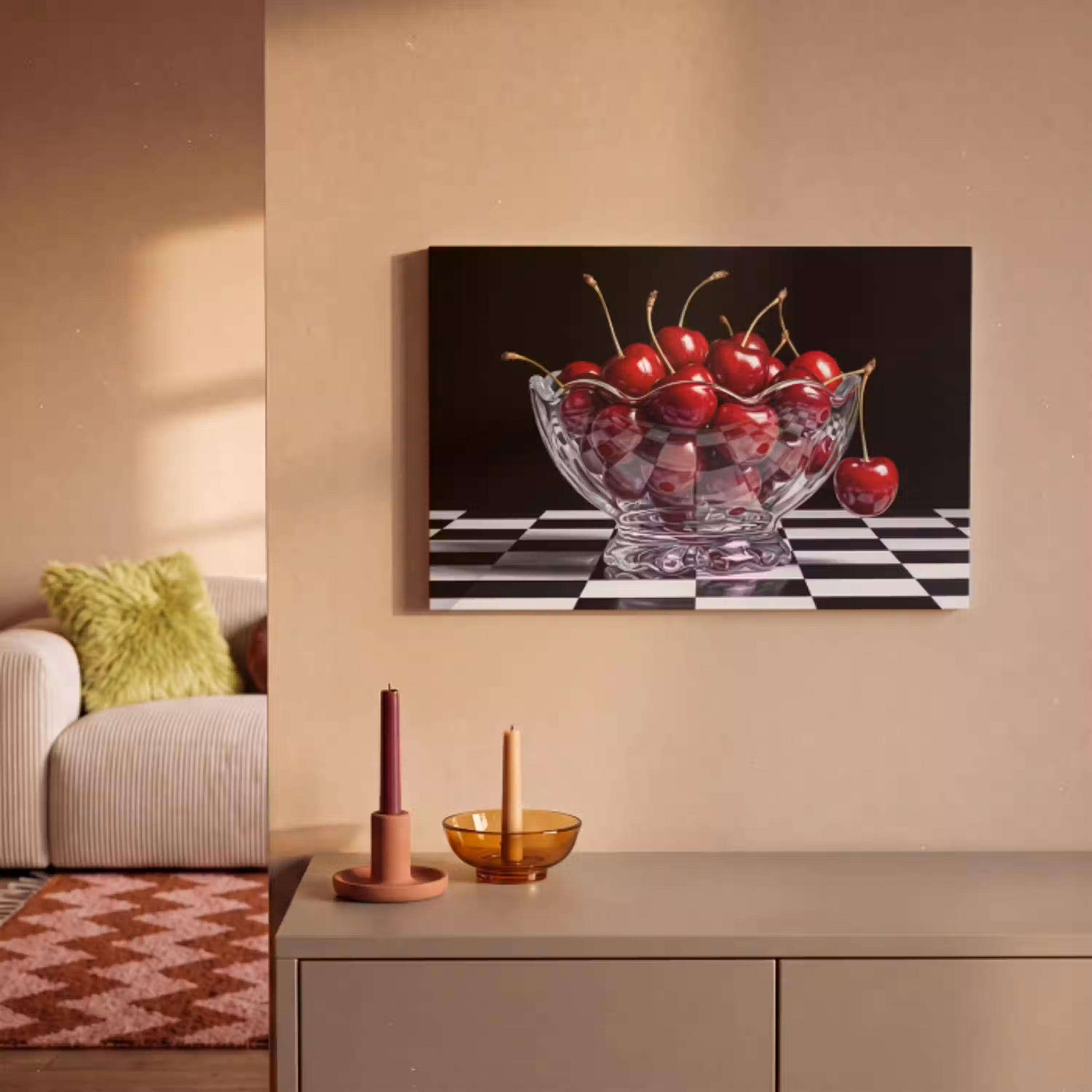 Eten - Kersen - Rood canvas 2cm klein -sfeer1