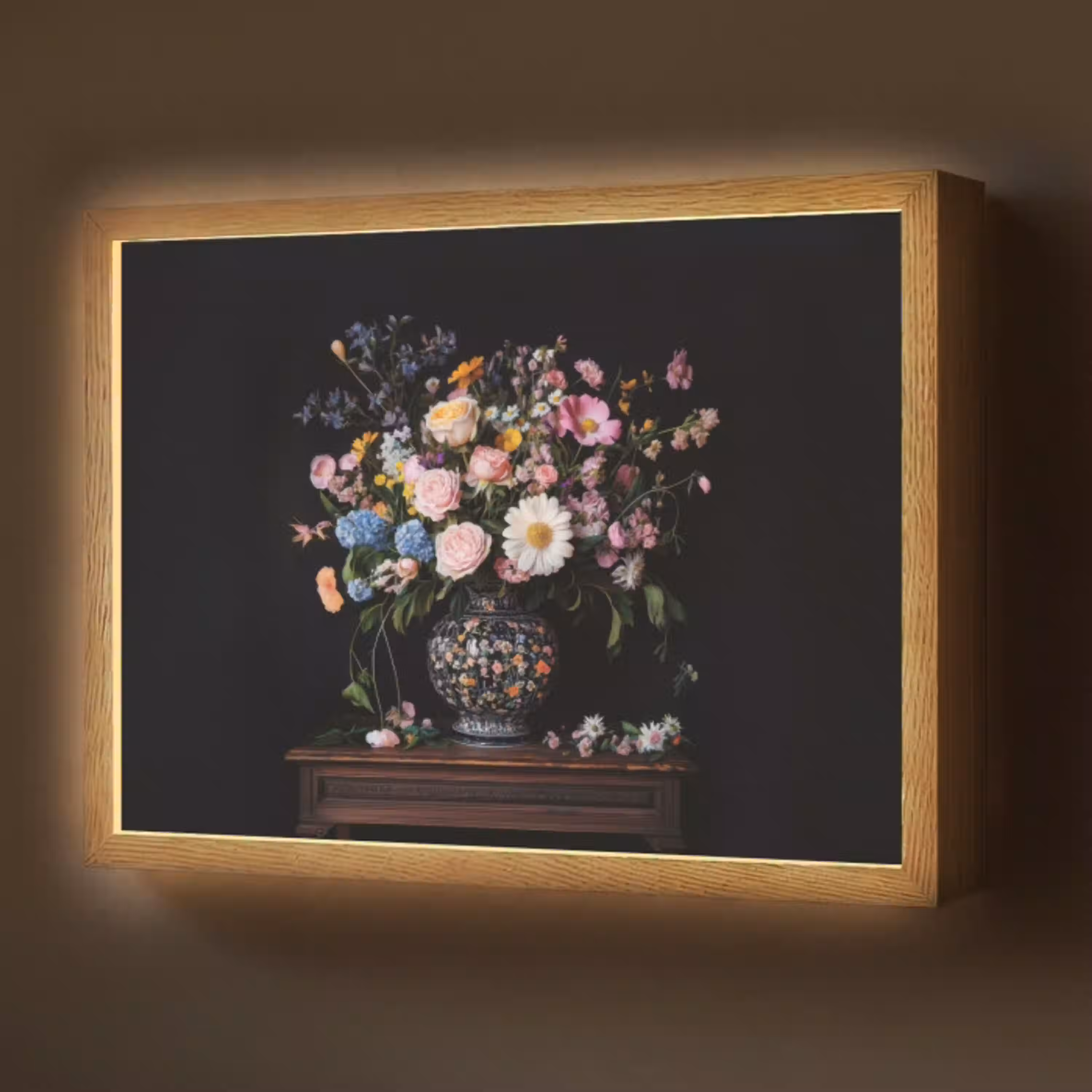 Bloemenvaas - Hout - Bloemen - Boeket Light Box met batterij (Wandlamp) middel -z3d_website