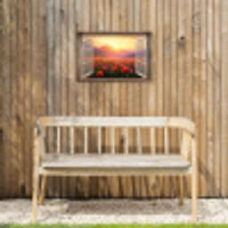 Doorkijk - Klaprozen - Bloemen - Rood - Open raam Tuinposter op houten frame 2 cm dik klein -sfeer4
