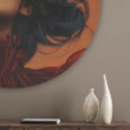 Vrouw - Frambozen - Bladeren Akoestische PET Vilt - Rond klein -sfeer5_closeup