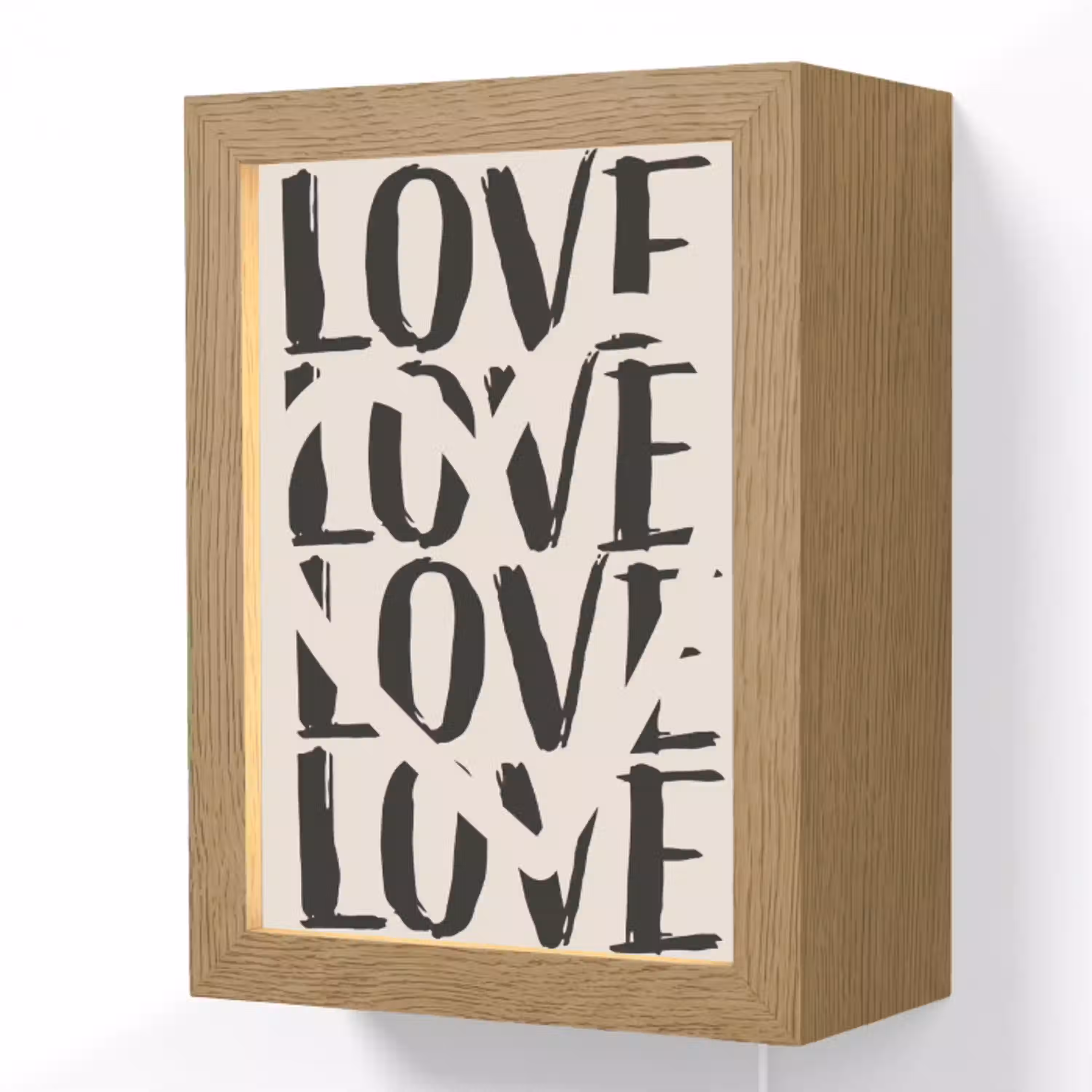 Love - Hart - Beige Light Box met kabel (Wandlamp) klein -3d