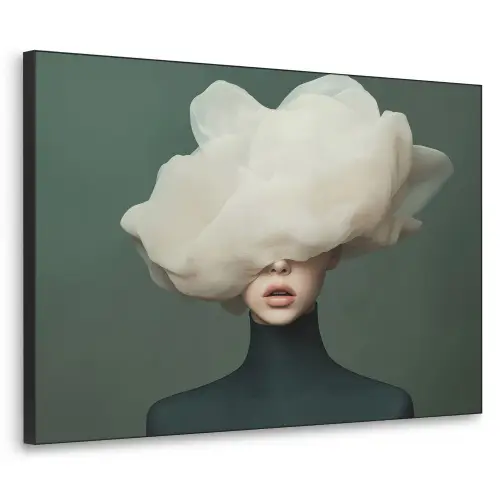 Hoed - Vrouw - Beige Textielframe zwart klein -3d