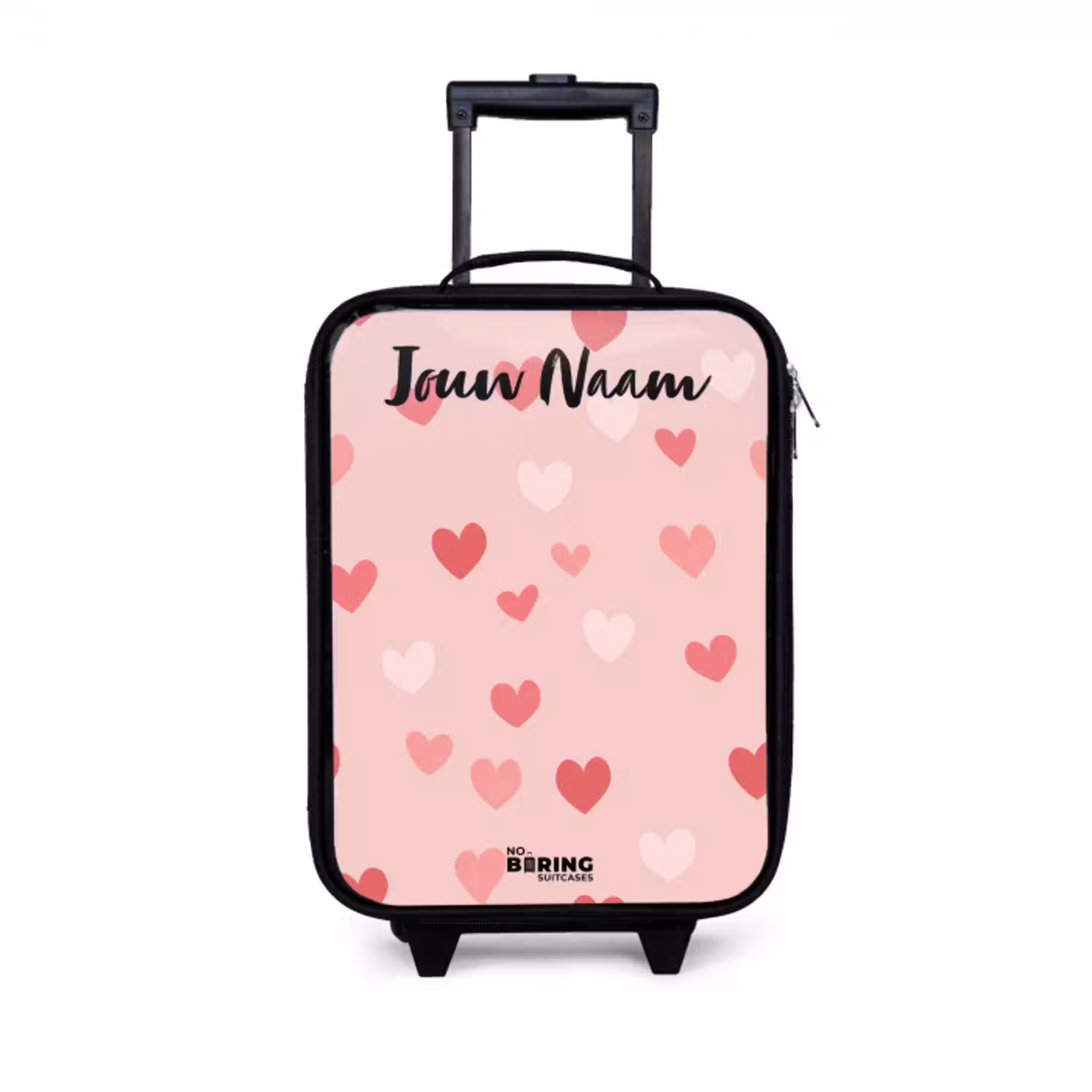 Hartjes - Patroon - Roze Kinderkoffer - Zwart klein -3d
