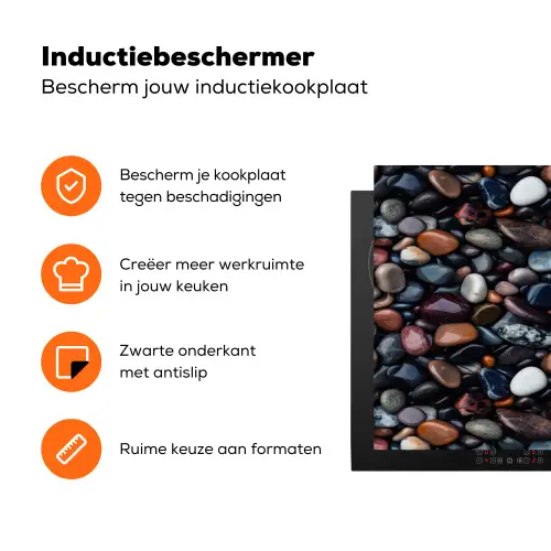 Donker - Kiezels - Glans Inductie beschermer vinyl 3mm klein 276 -zzzzzzz-td-ups