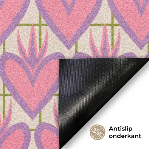 Patroon - Roze - Hartjes Deurmat klein 898 -antislip_NL
