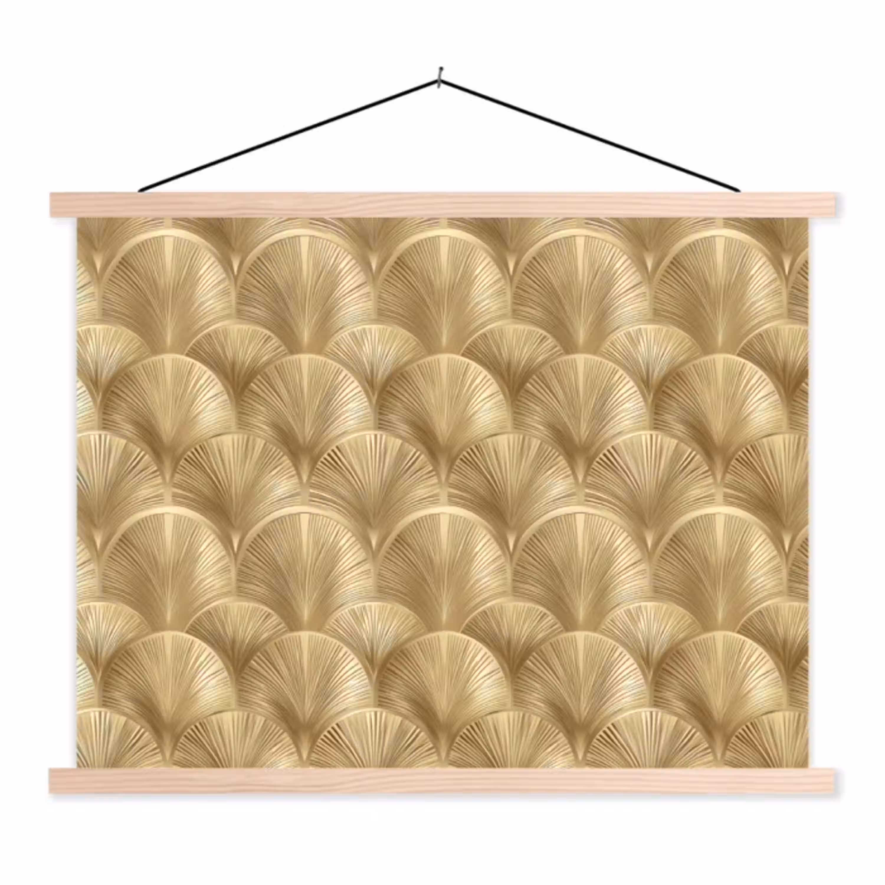Patroon - Waaier -  Goud textielposter latten blank klein 122 -3d