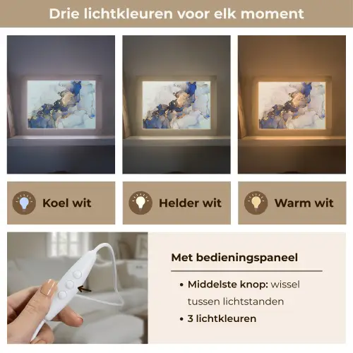 Marmer - Blauw - Goud Light Box met kabel (Tafellamp) klein -USP_lichtkleurNL