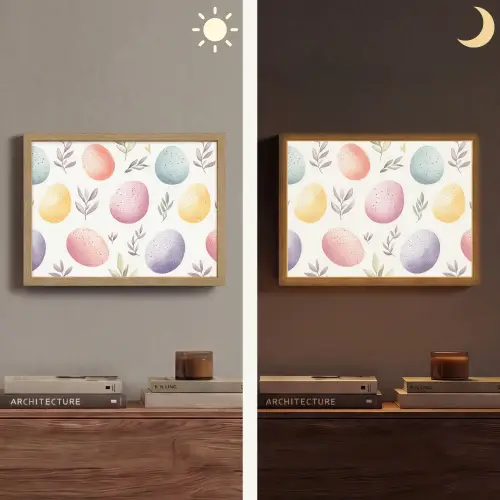 Eieren - Kleurrijk - Patroon Light Box met batterij (Wandlamp) middel -sfeer3