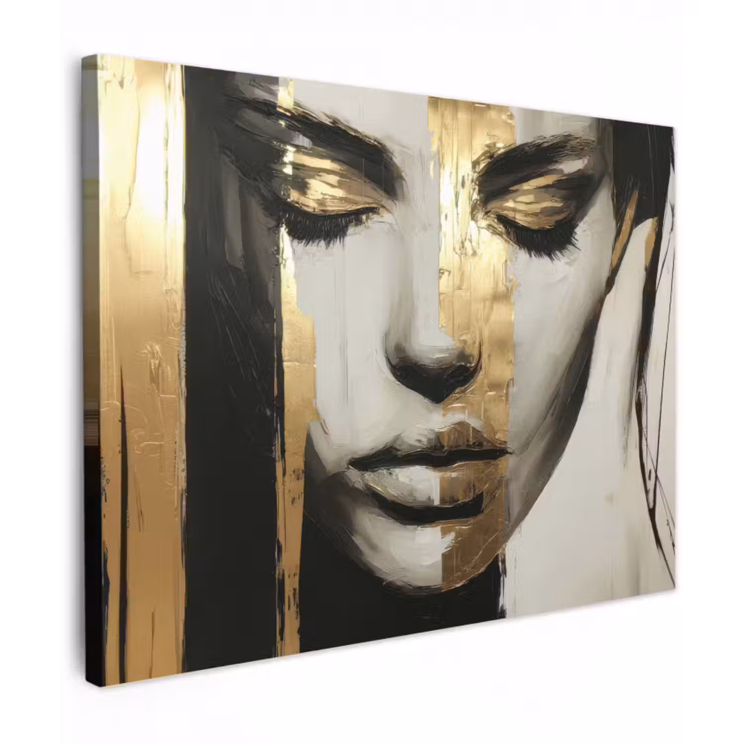 Leinwandbild - Augen - Gesicht - Gold - Streifen