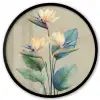 Paradijsvogelbloemen - Blauwgroene bladeren - Beige Fotolijst rond zonder passe partout klein -3d