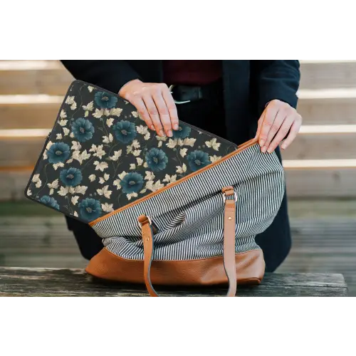Botanisch - Bloemen - Blauw laptophoes neopreen klein 279 -tas