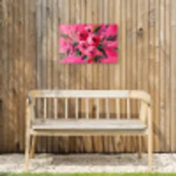 Bloemen - Verf - Roze Tuinposter op houten frame 2 cm dik klein -sfeer4