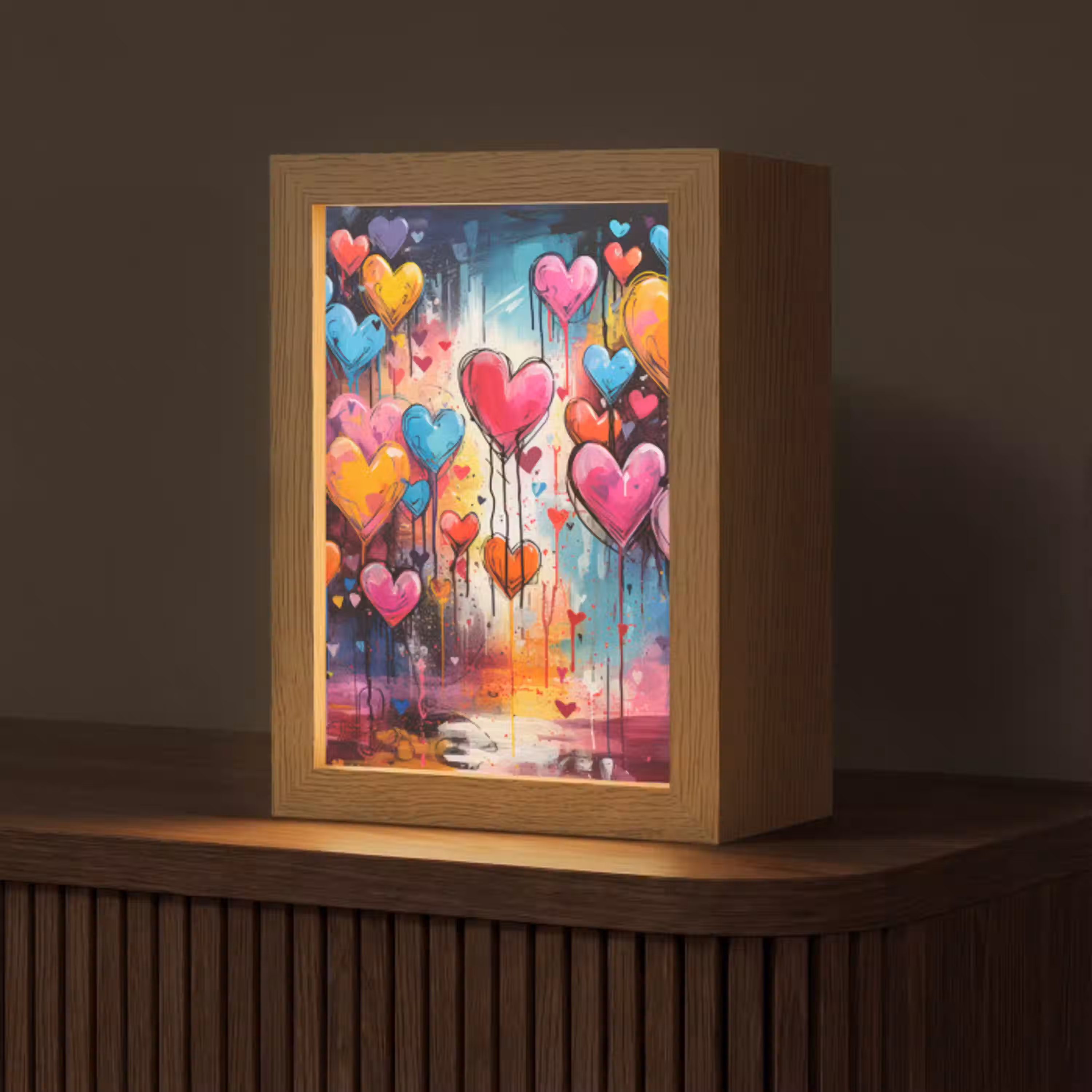 Hartjes - Kleuren - Kunst - Liefde Light Box met kabel (Tafellamp) klein -z3d_website