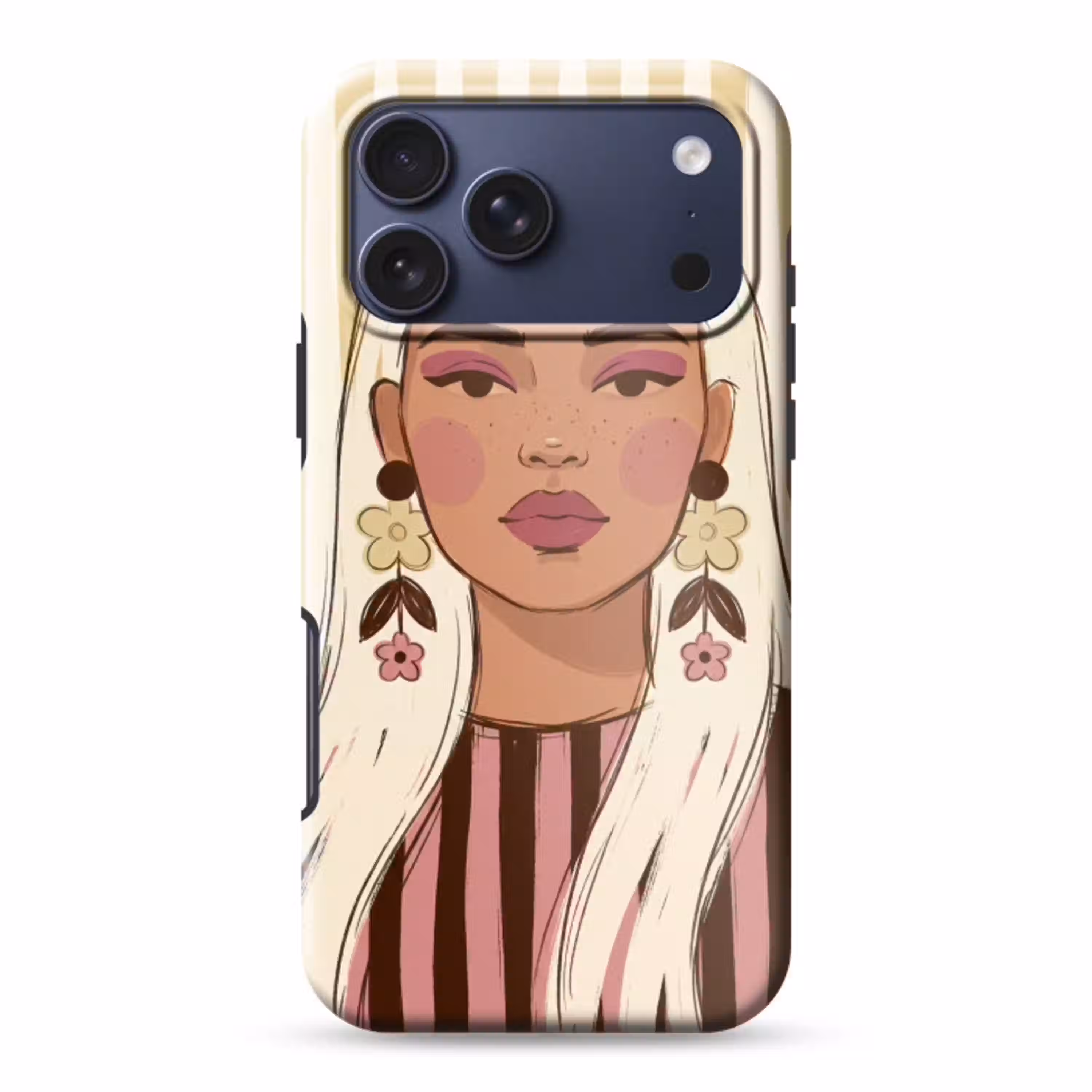 Vrouw - Portret - Illustratie - Modern - Roze Toughcase MagSafe Apple iPhone 17 Pro Max klein -3d