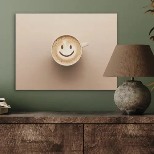 Koffie - Melkschuim - Lach - Beige PET vilt klein -sfeer2