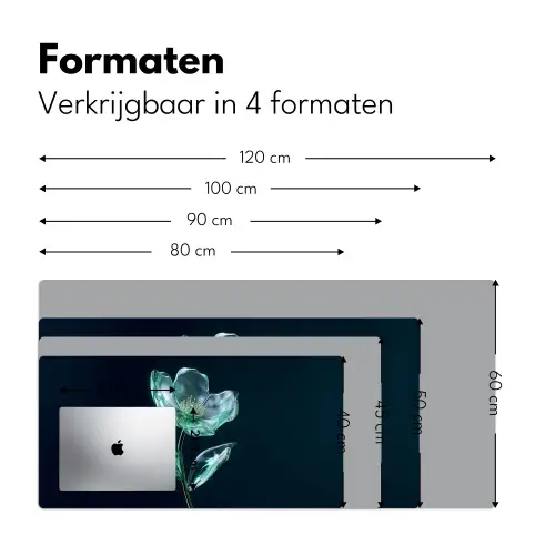 Bladeren - Bloem - Glazen - Donkerblauw Muismat XXL klein -sfeer5