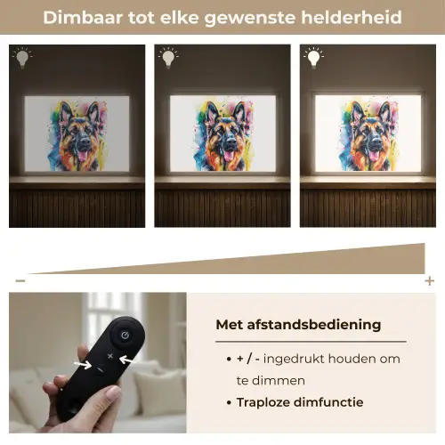 Hond - Verf - Dieren - Kleurrijk - Duitse Herder Light Box met batterij (Wandlamp kind) middel -USP_dimbaarNL