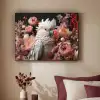Kaketoe - Dier - Natuur - Botanisch - Bloemen - Roze Textielframe zwart klein -sfeer1