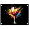 Wijn - Glas - Graffiti - Borrel - Rood - Verf tuinposter los doek klein -3d