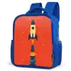 Raket - Planeten - Rood Kinderrugzak - Blauw middel -schuin