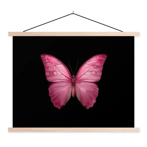 Vlinder - roze - Elegant textielposter latten blank klein -3d