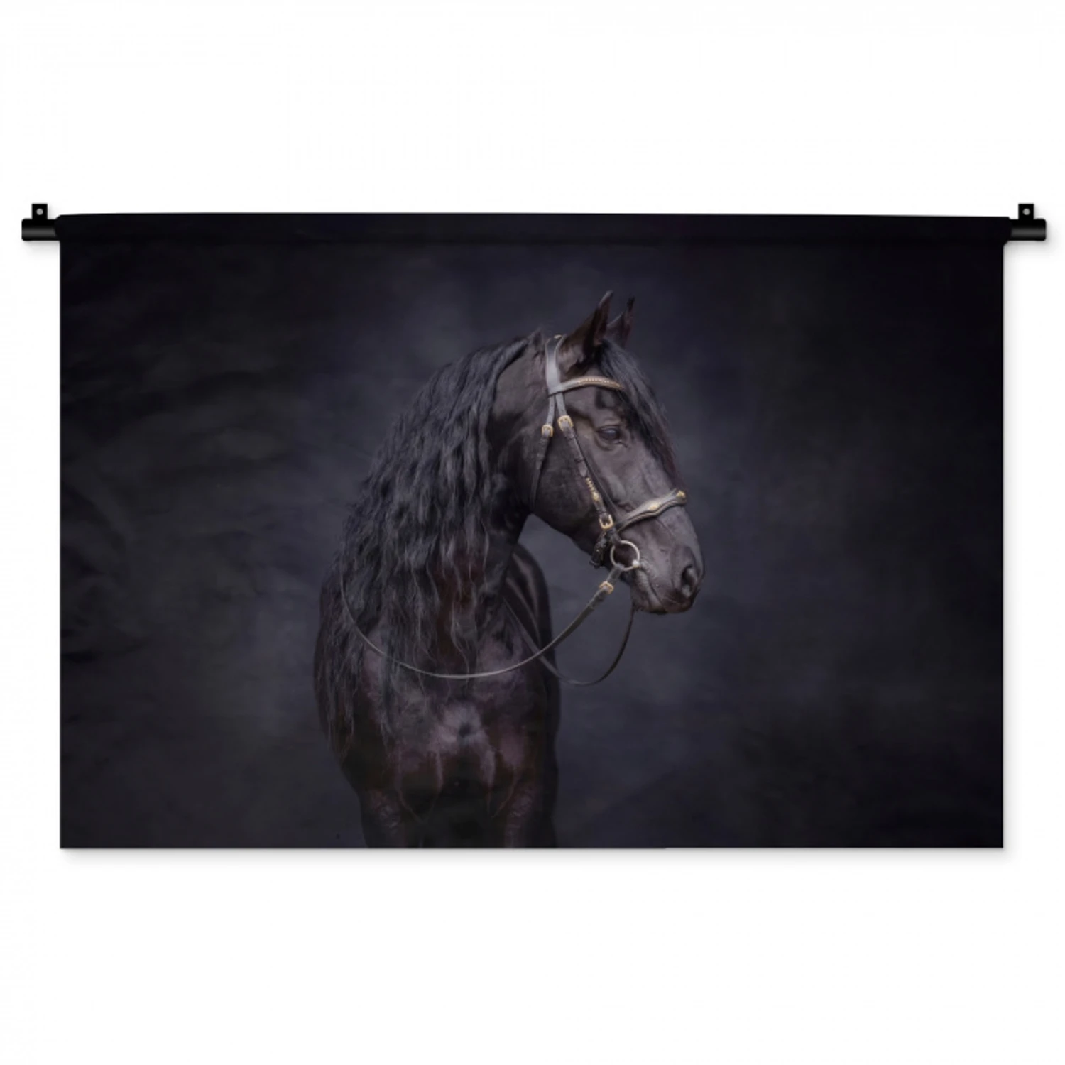 Portret - Paard - Donker Wandkleed katoen middel -zz3d
