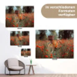 Oranje fiets - Klaprozen - Bomen tuinposter los doek klein -Xsfeer9_DE