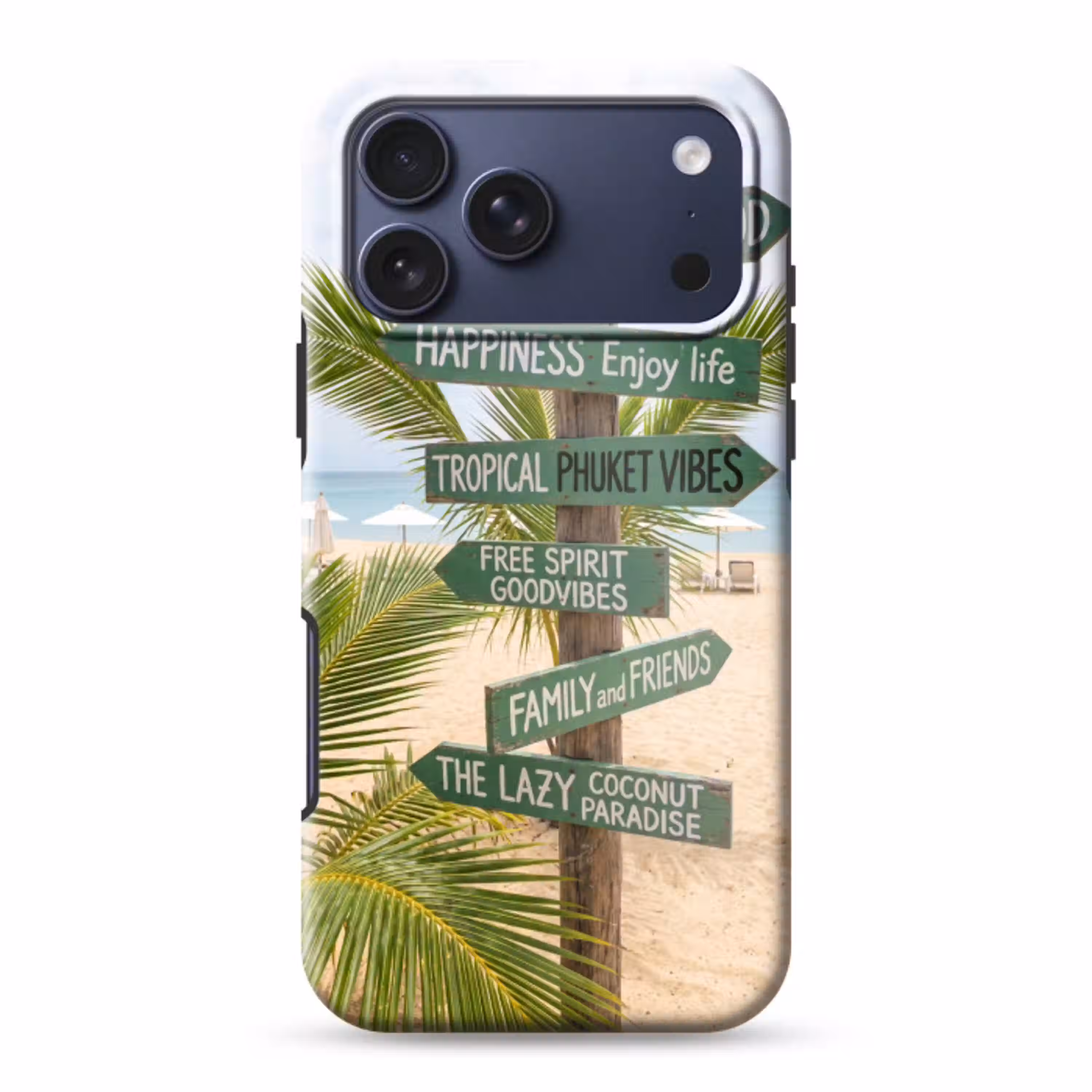 Strand - Wegwijzer - Palmen - Tropisch - Groen Toughcase MagSafe Apple iPhone 17 Pro Max klein -3d