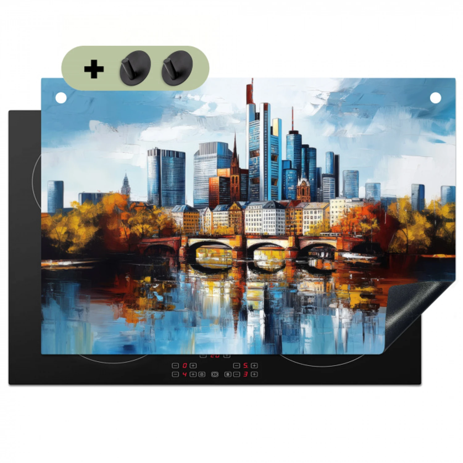 Bomen Frankfurt- Stad - Skyline - Brug Inductie beschemer met haakjes klein -3d