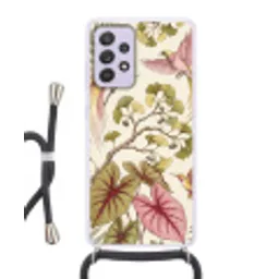 Vogels - Tropisch - Botanisch - Roze Hoesje Samsung Galaxy A52 5G met koord klein -3d