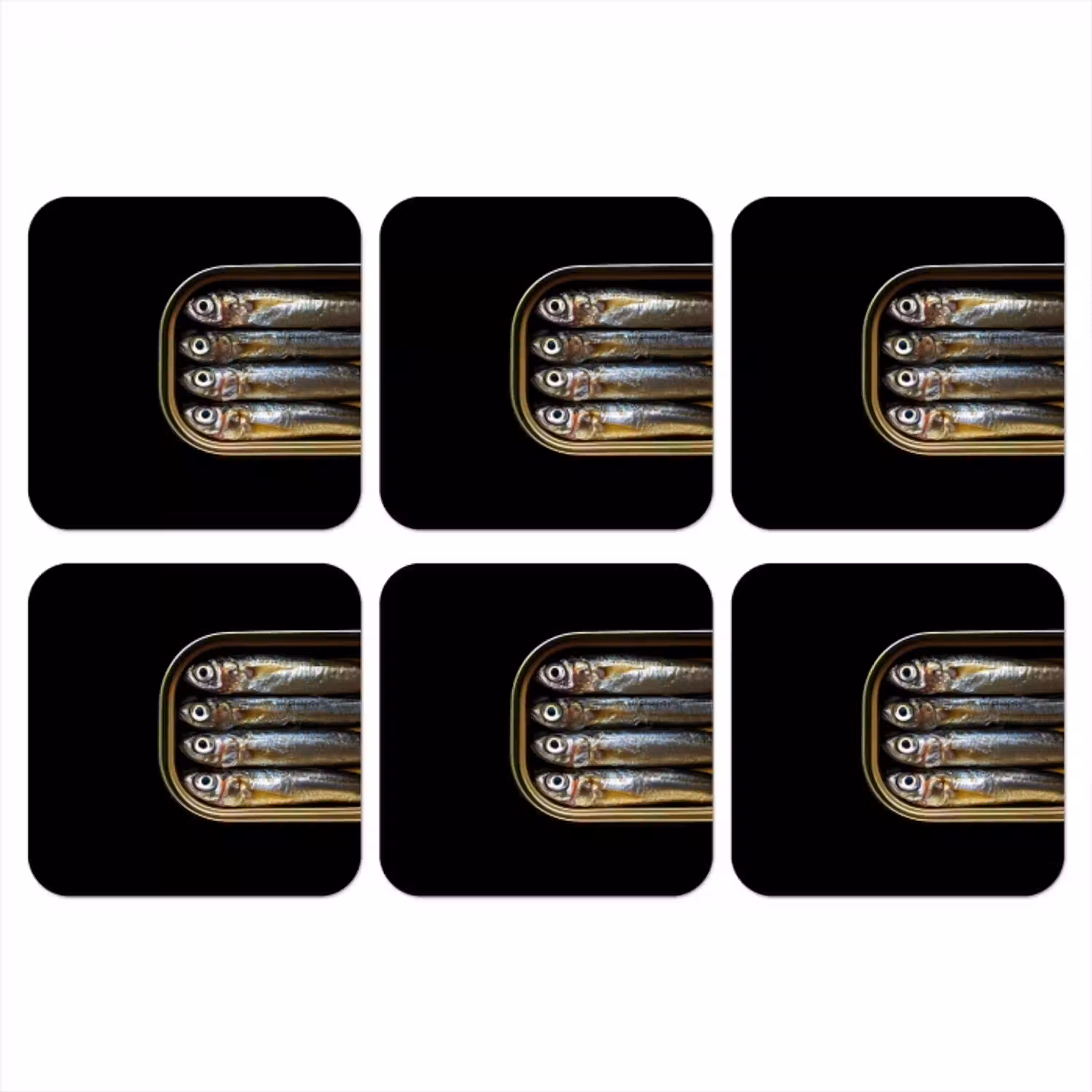 Sardines - Blik - Zwart - Vissen onderzetter kurk middel -3d