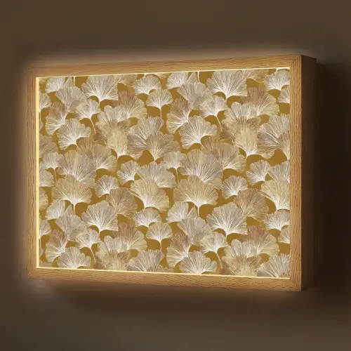Ginkgo - Bladeren - Goud Light Box met batterij (Wandlamp) middel 907 -z3d_website