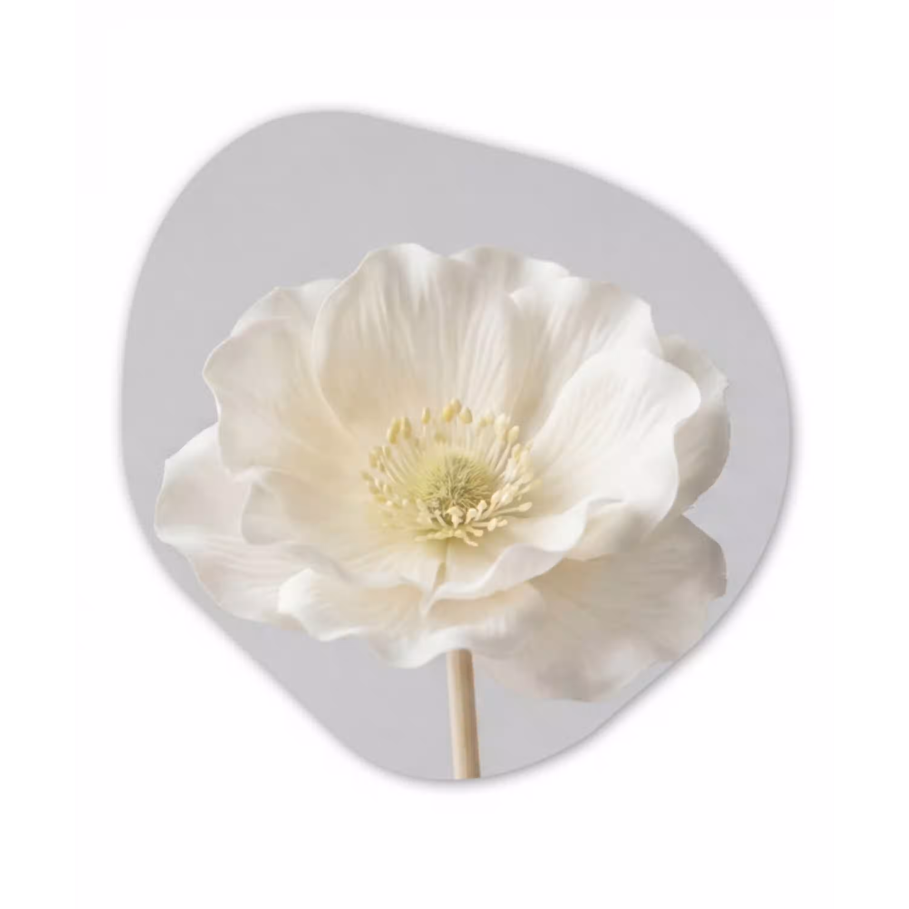Bloem - Minimalistisch -Wit Wandcirkel Organisch Aluminium middel -3d