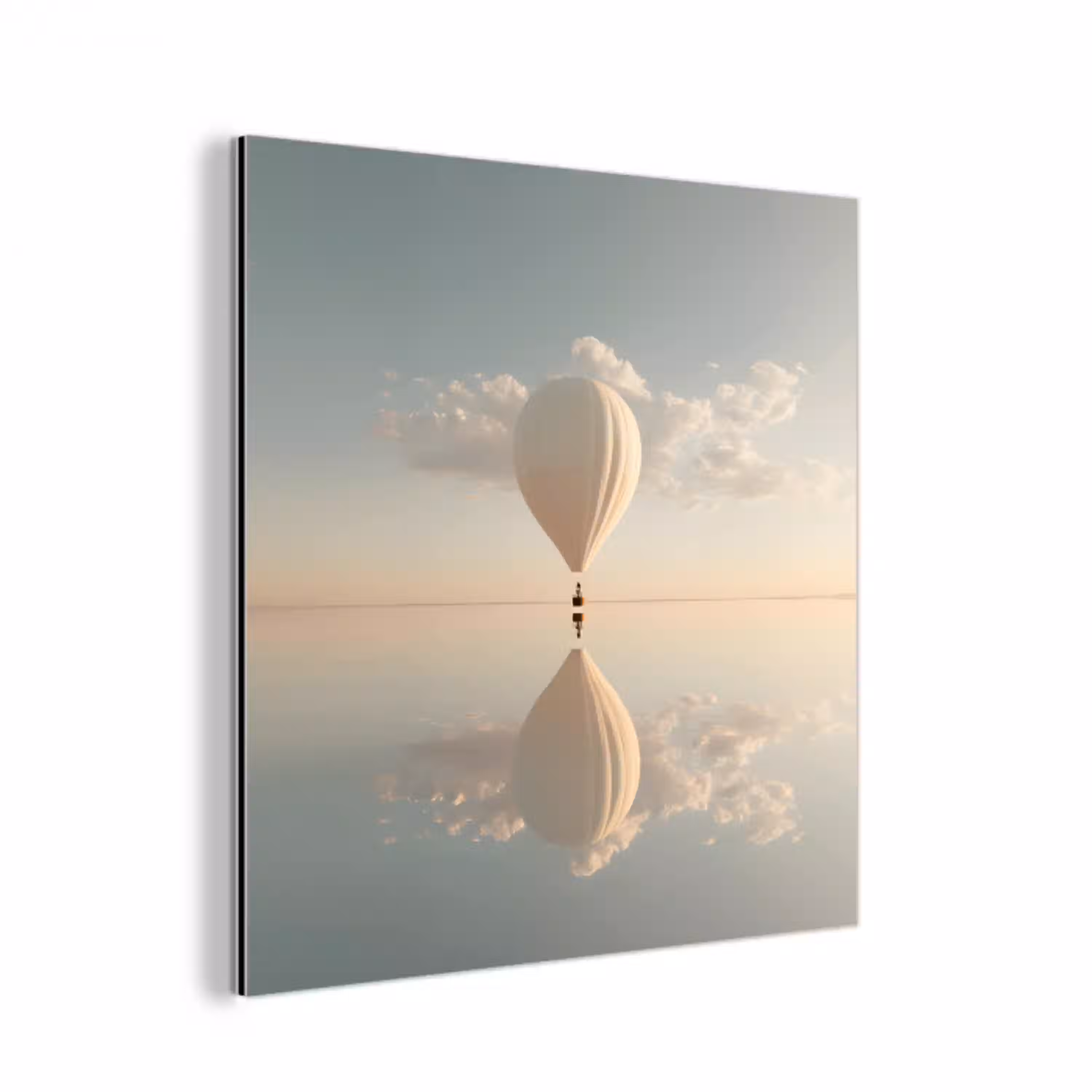 Luchtballon - Wolken - Water - Blauw aluminium wit klein -3d