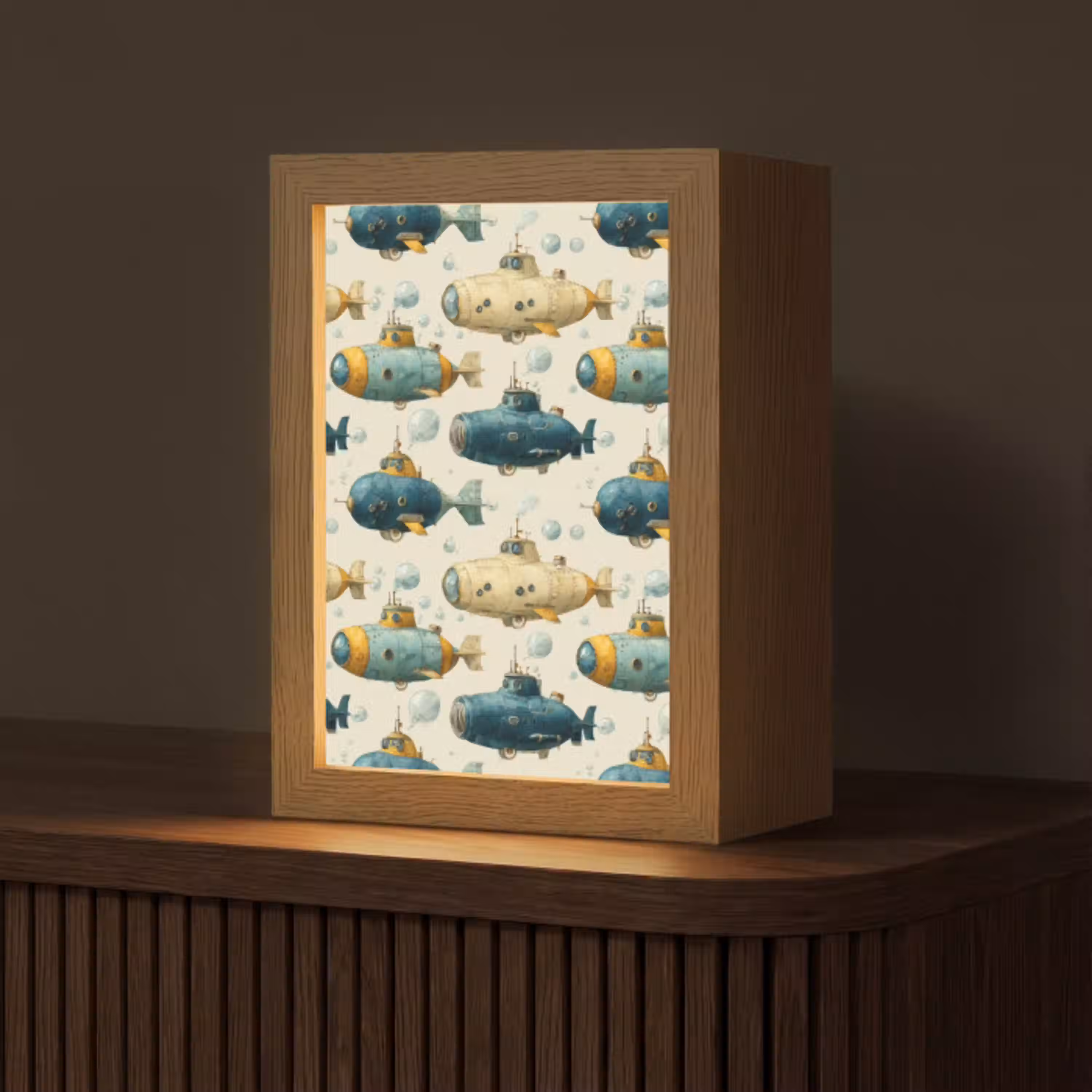 Duikboot - Fantasie - Kleurrijk Light Box met kabel (Tafellamp) klein 925 -z3d_website
