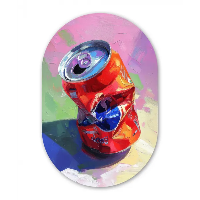 Frisdrank - Blik - Paars Wandcirkel Ovaal Glas middel -3d