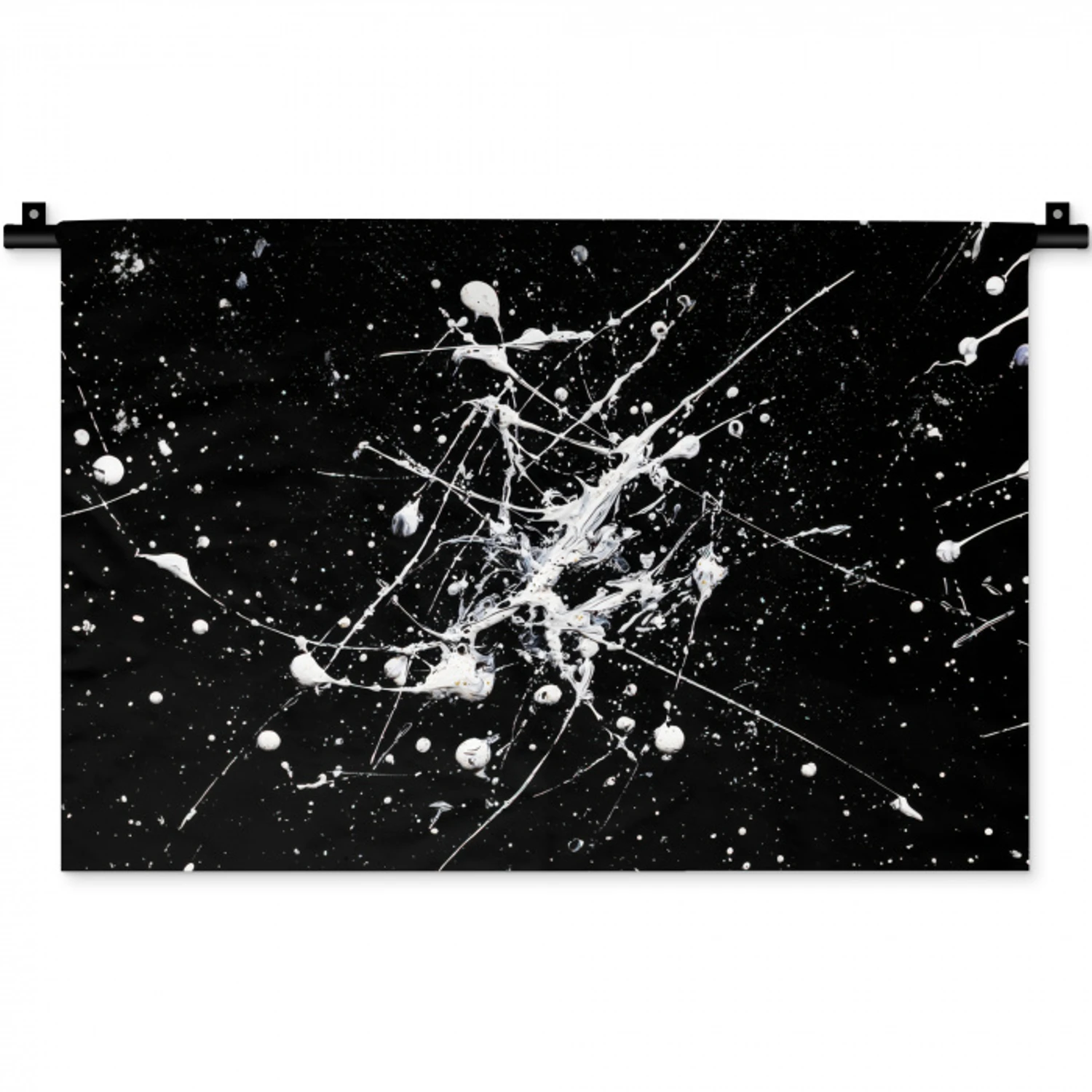 Verfspatten - Wit - Abstract - Explosie Wandkleed katoen klein -zz3d
