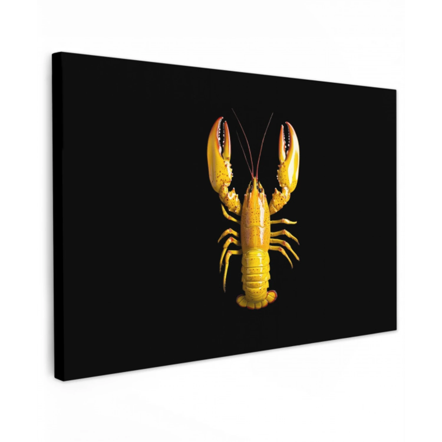 Kreeft - Geel - Stippen - Effen Tuinposter op houten frame 2 cm dik klein -3d